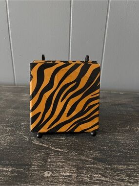 Tiger Stripe Decorative Coaster Set - Black and Orange